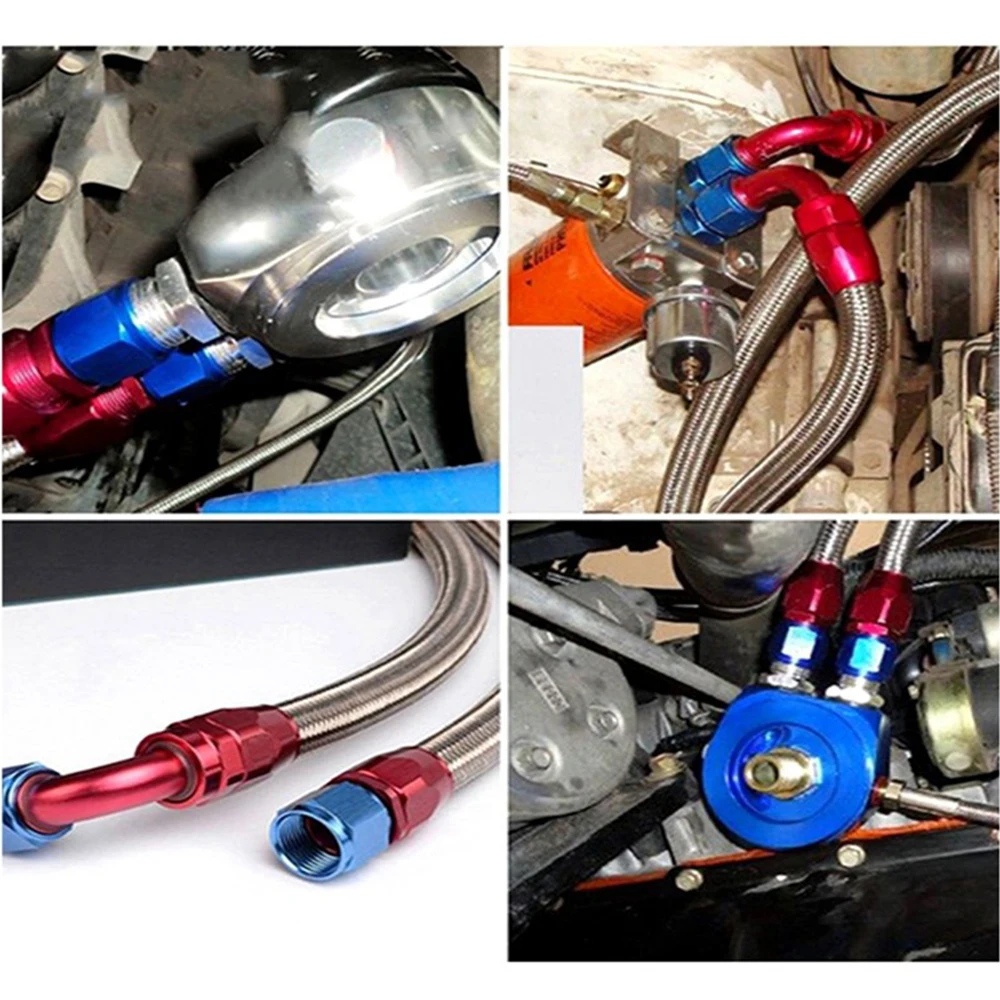For Swivel PTFE Oil Fuel Line Hose End Fitting AN4/6/8/10/12 Straight 0°/45°/90°/180° Reusable Hose End Fitting Adapter