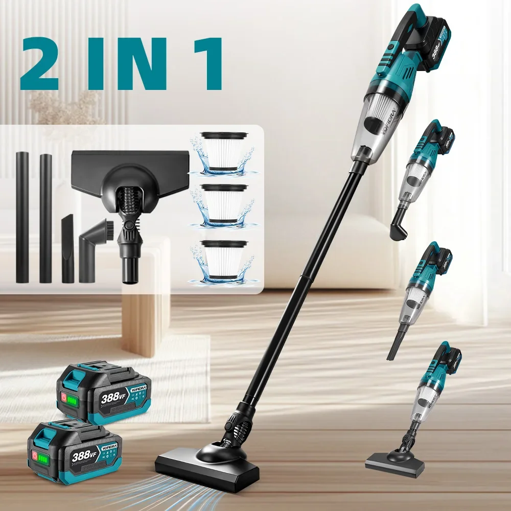 YOFIDRA 1500W 12KPA Electric Cordless Vacuum Cleaner Portable 2IN1 Household Car Cleaning Power Tool For Makita 18V Battery Pin