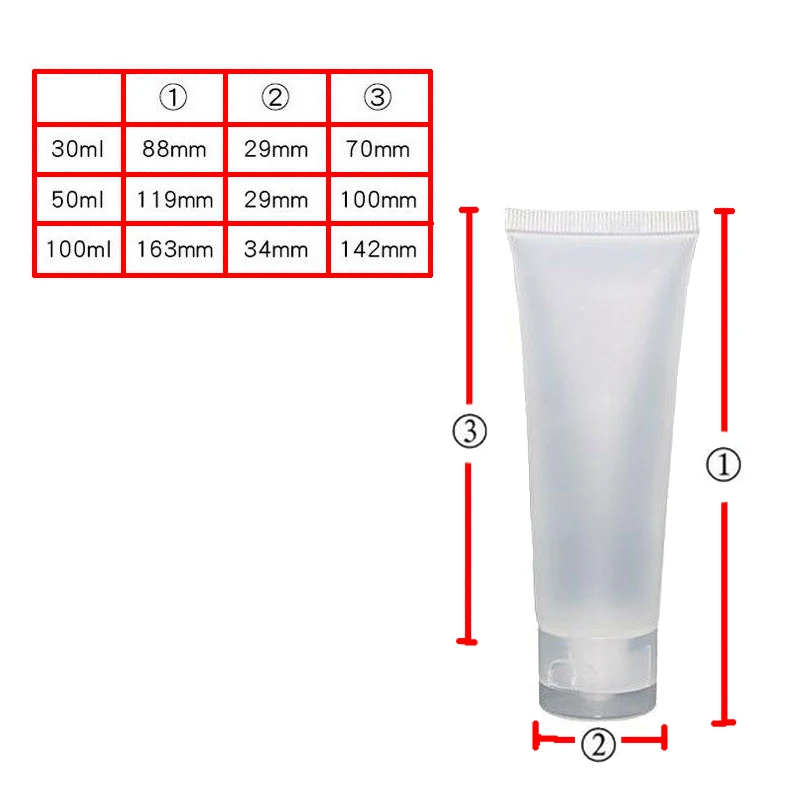 30Pcs/Lot PE Soft Tubes 15ml 20ml 30ml 50ml 100ml Clear Scrube Cream Tube Facial Cleaner Handcream Container