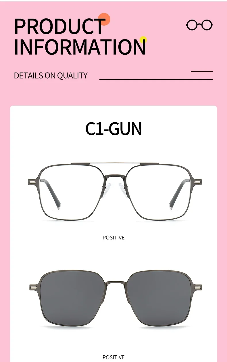 Metal 3 In 1 New Style Magnet Clip On Glasses Frame Trend Polarized Sunglasses For Men 2023 Optical Computer Glasses UV400 7009