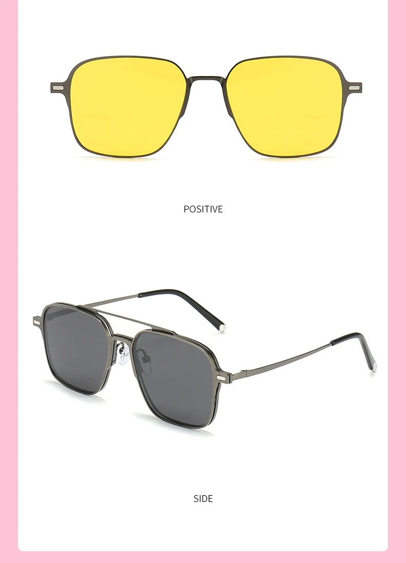 Metal 3 In 1 New Style Magnet Clip On Glasses Frame Trend Polarized Sunglasses For Men 2023 Optical Computer Glasses UV400 7009