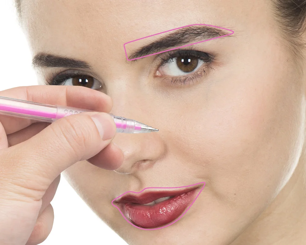 1 Pc Microblading Permanent Makeup Mapping Skin Marker Pen Lips Eyebrows Tattoo Positioning Marking Aid Tools