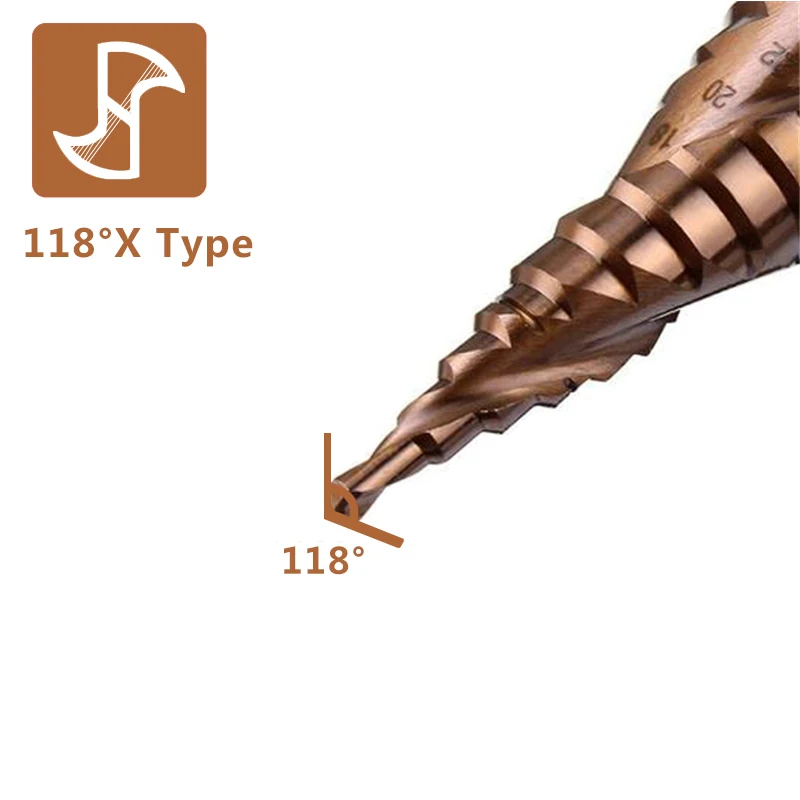 M35 5% Cobalt Step Drill Bit HSS-Co Cone Hex Shank Metal Drill Tool Hole Cutter 3-12/4-12/4-20/4-22/4-32/4-26/5-21/5-27/6-24mm
