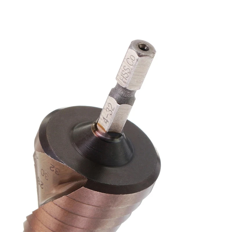 M35 5% Cobalt Step Drill Bit HSS-Co Cone Hex Shank Metal Drill Tool Hole Cutter 3-12/4-12/4-20/4-22/4-32/4-26/5-21/5-27/6-24mm