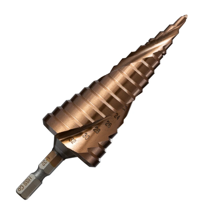 M35 5% Cobalt Step Drill Bit HSS-Co Cone Hex Shank Metal Drill Tool Hole Cutter 3-12/4-12/4-20/4-22/4-32/4-26/5-21/5-27/6-24mm