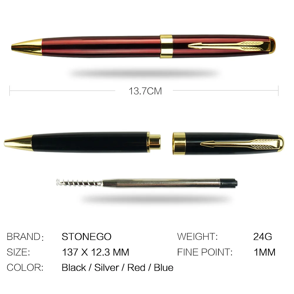 STONEGO Fashion Wallet Pen Short Paragraph Gift Travel Pocket Pen Mini Pocket Short Clip Metal RollerBall Pen Travel Pocket Pen