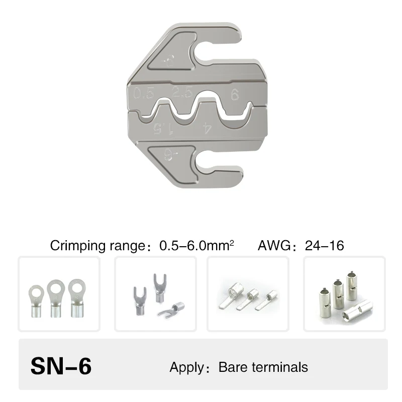 Crimping Tool Pliers Crimp Jaw Set, 4mm Slot Jaws, SN-48BS/58B/02C/2546B/2549/06/X6/06WF/03H, Used for Crimping Terminals