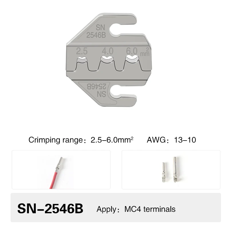 Crimping Tool Pliers Crimp Jaw Set, 4mm Slot Jaws, SN-48BS/58B/02C/2546B/2549/06/X6/06WF/03H, Used for Crimping Terminals