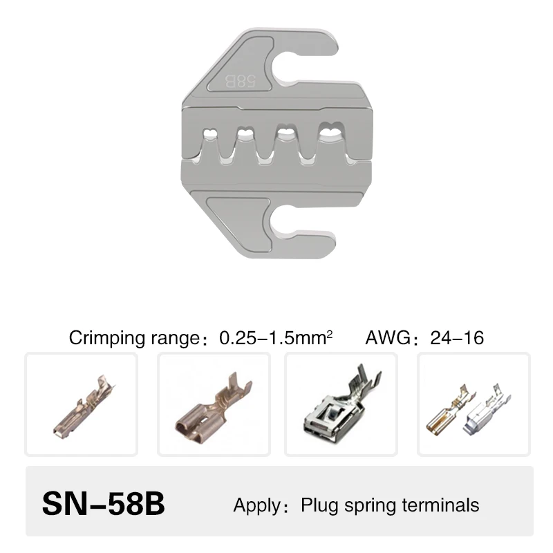Crimping Tool Pliers Crimp Jaw Set, 4mm Slot Jaws, SN-48BS/58B/02C/2546B/2549/06/X6/06WF/03H, Used for Crimping Terminals