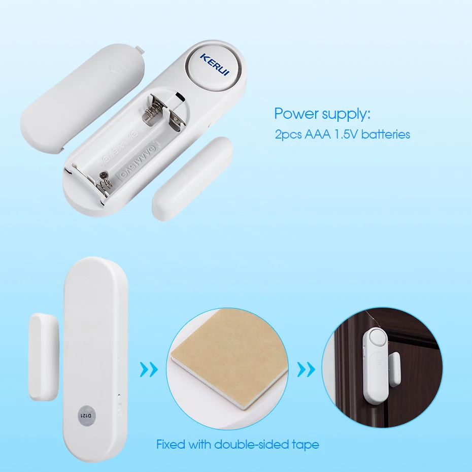 KERUI Wireless Door/Windows Sensor Alarm 300ft 120dB Anti-Theft Smart Remote Control For Kids Cabinet Safety Home Security