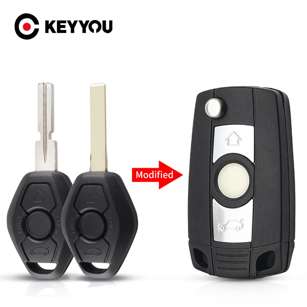 KEYYOU 3 Buttons Remote Flip Key Shell Fob Modified Case For BMW E36 E38 E39 E46 E53 E60 E61 E63 E64 1/3/5/7 Series X3 X5 Z3 Z4