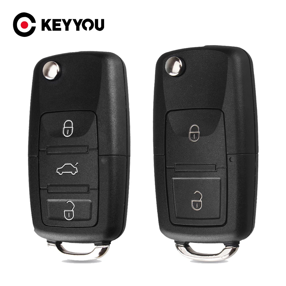 KEYYOU Remote Car Key Shell Flip Folding Car Key for VW for Volkswagen Golf 4 5 Passat B5 B6 Polo Touran For Seat Skoda Car Key