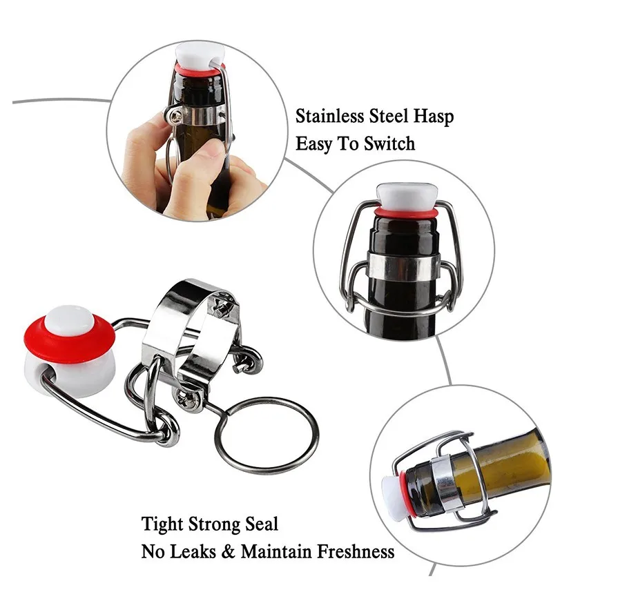 2/4/8/12/20/30PCS Ez Cork Cap Flip Top Stopper Root Beer Bottles Replacement Swing Tops Homebrew Brewing Wine Stoppers