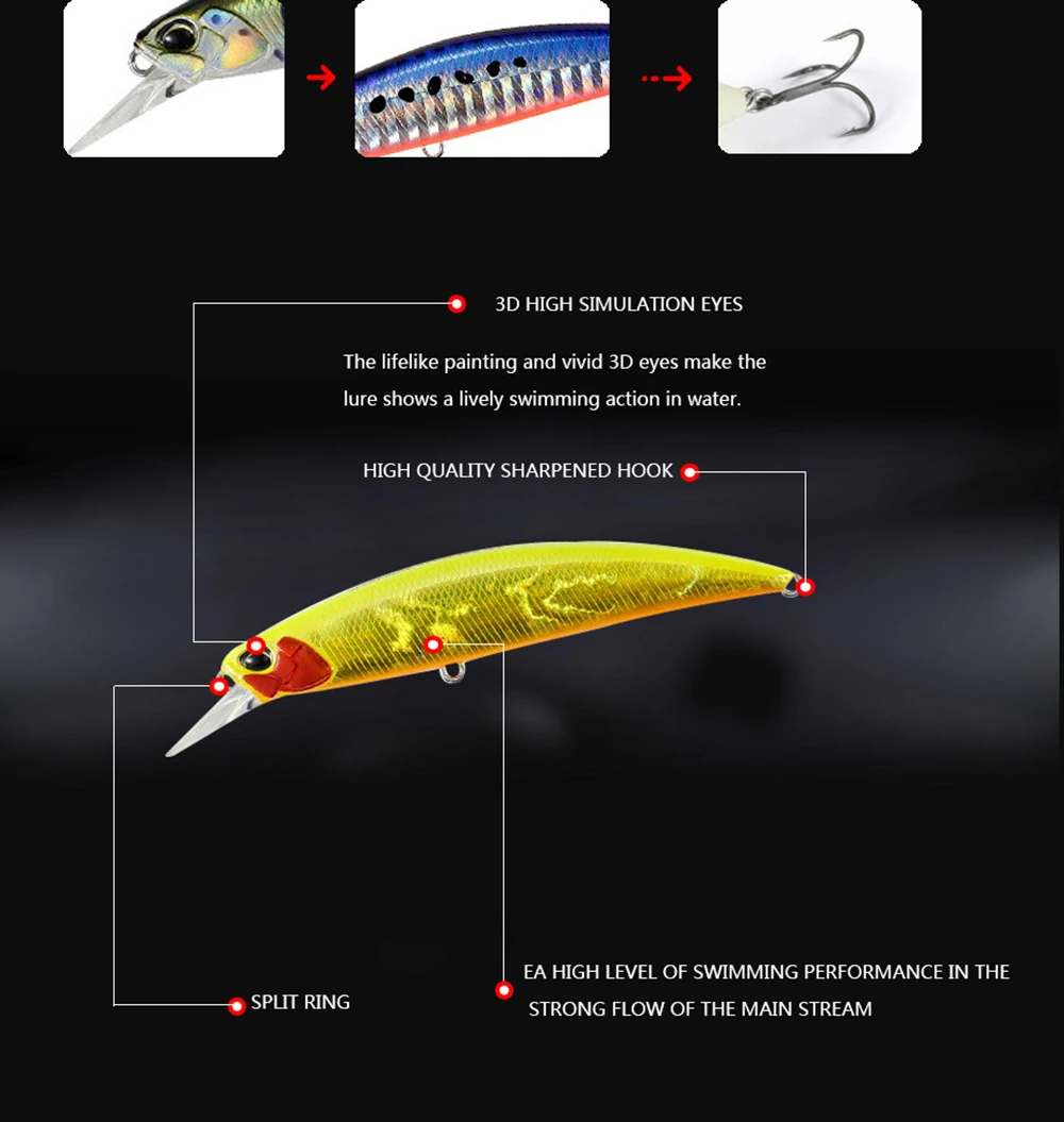 Minnow Lure Spearheadd Ryuki 95S Wobbler for Trolling 9.5cm 15g Bass Fishing Bait Wobbler Long Sinking Trolling Jerkbait Pesca