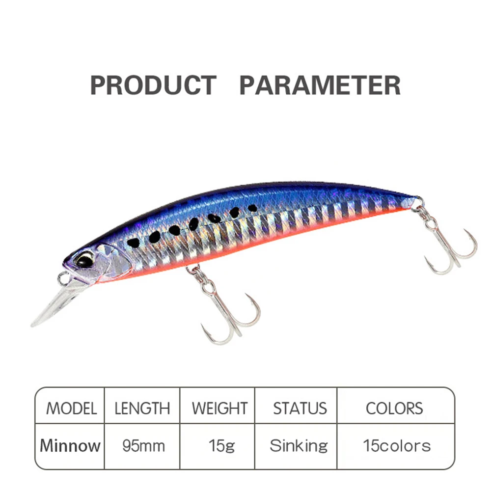 Minnow Lure Spearheadd Ryuki 95S Wobbler for Trolling 9.5cm 15g Bass Fishing Bait Wobbler Long Sinking Trolling Jerkbait Pesca