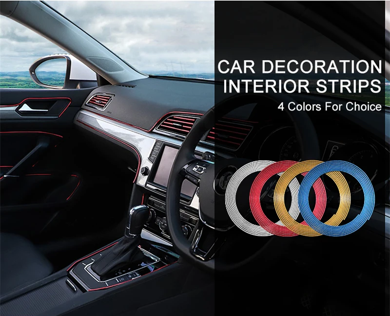 Car Moulding Decoration Flexible Strips1/3/5M Interior Auto Mouldings Car Cover Trim Dashboard Door Edgein Car-styling Universal