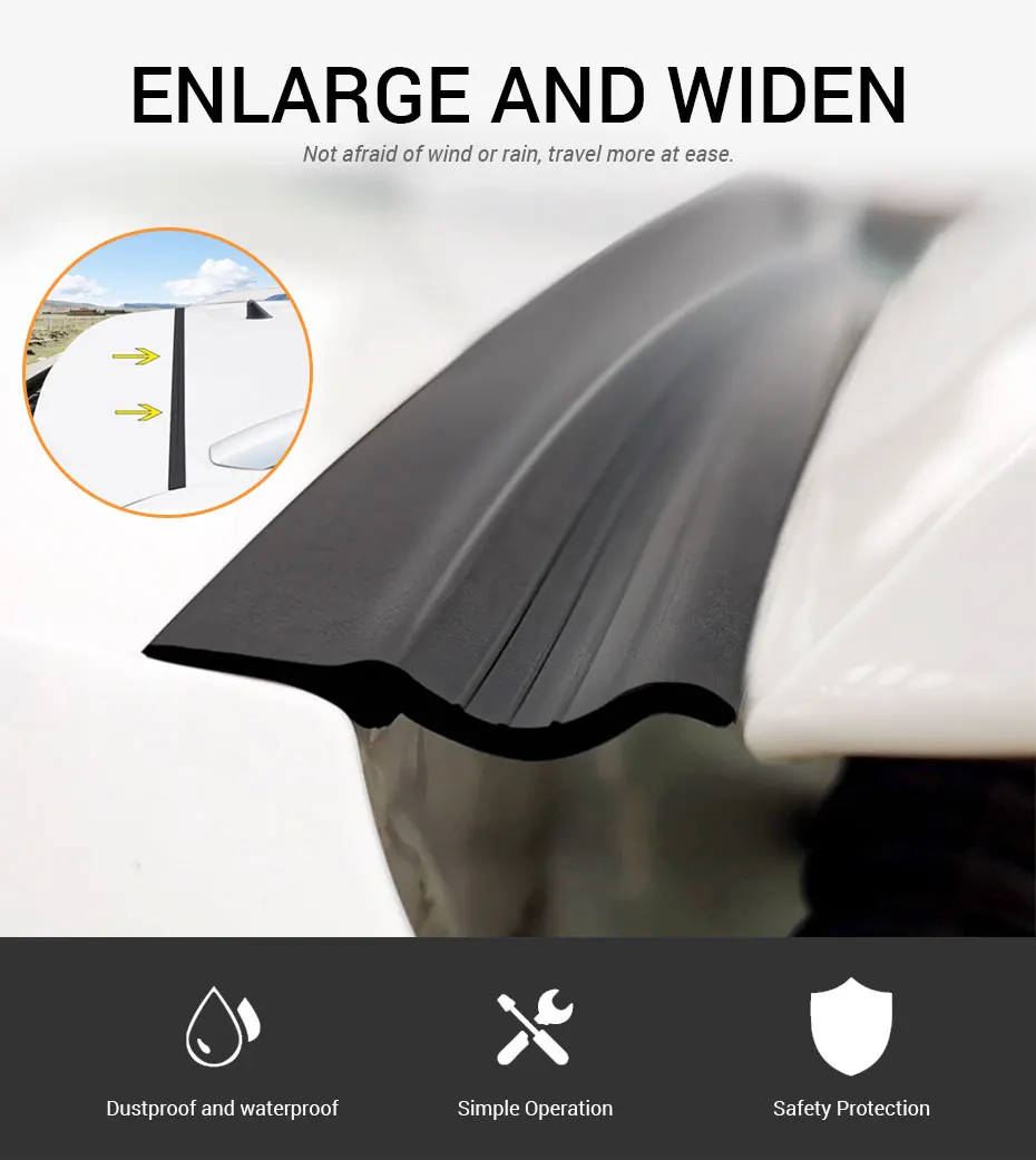 Auto Rubber Seal Strip Car Trunk Lid Gap Seal Strip Rubber Sticker Black For SUV Hatchback Upper Edge Dustproof Car Accessories