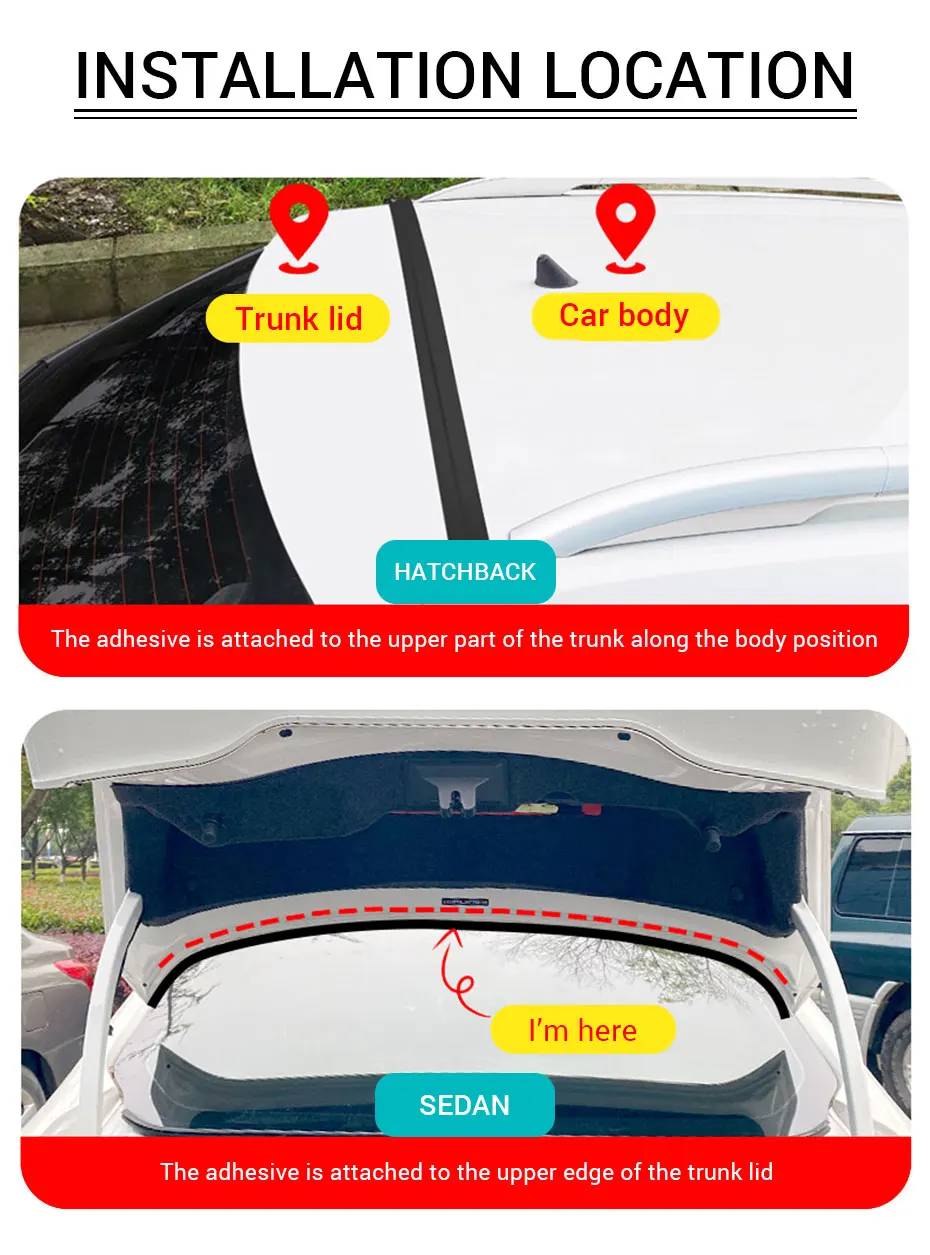 Auto Rubber Seal Strip Car Trunk Lid Gap Seal Strip Rubber Sticker Black For SUV Hatchback Upper Edge Dustproof Car Accessories