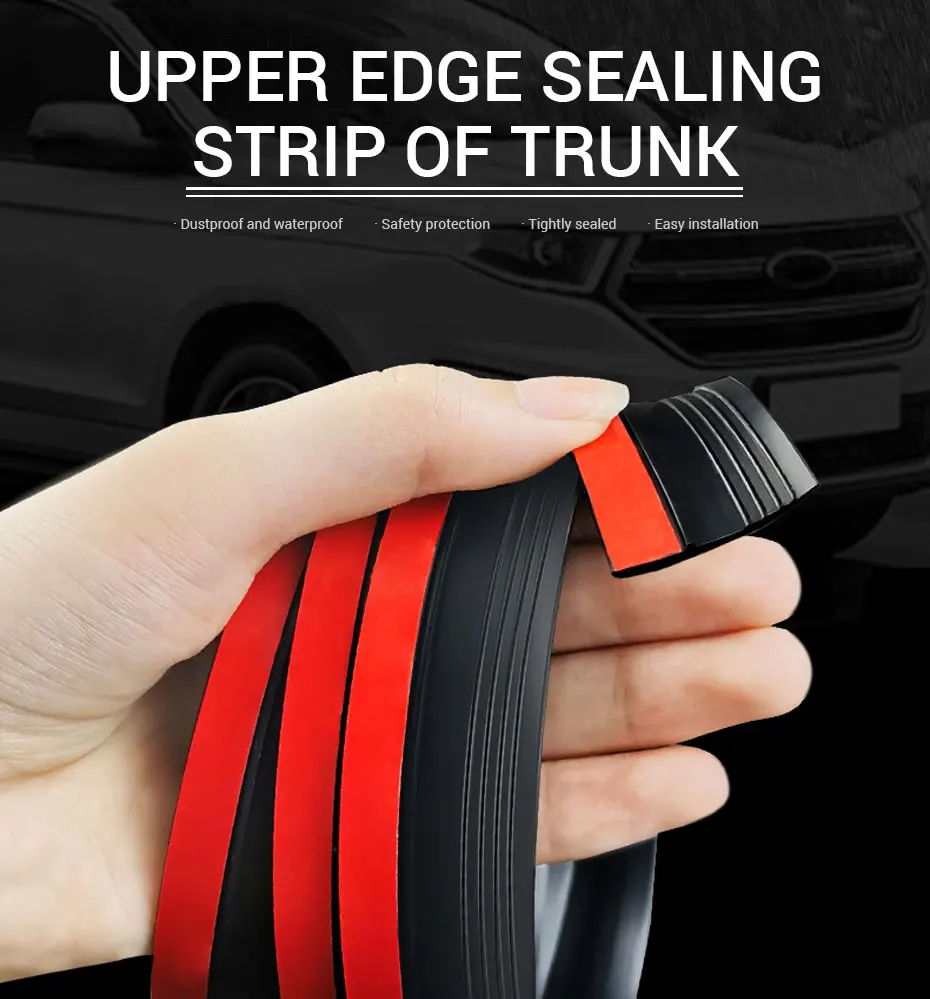 Auto Rubber Seal Strip Car Trunk Lid Gap Seal Strip Rubber Sticker Black For SUV Hatchback Upper Edge Dustproof Car Accessories