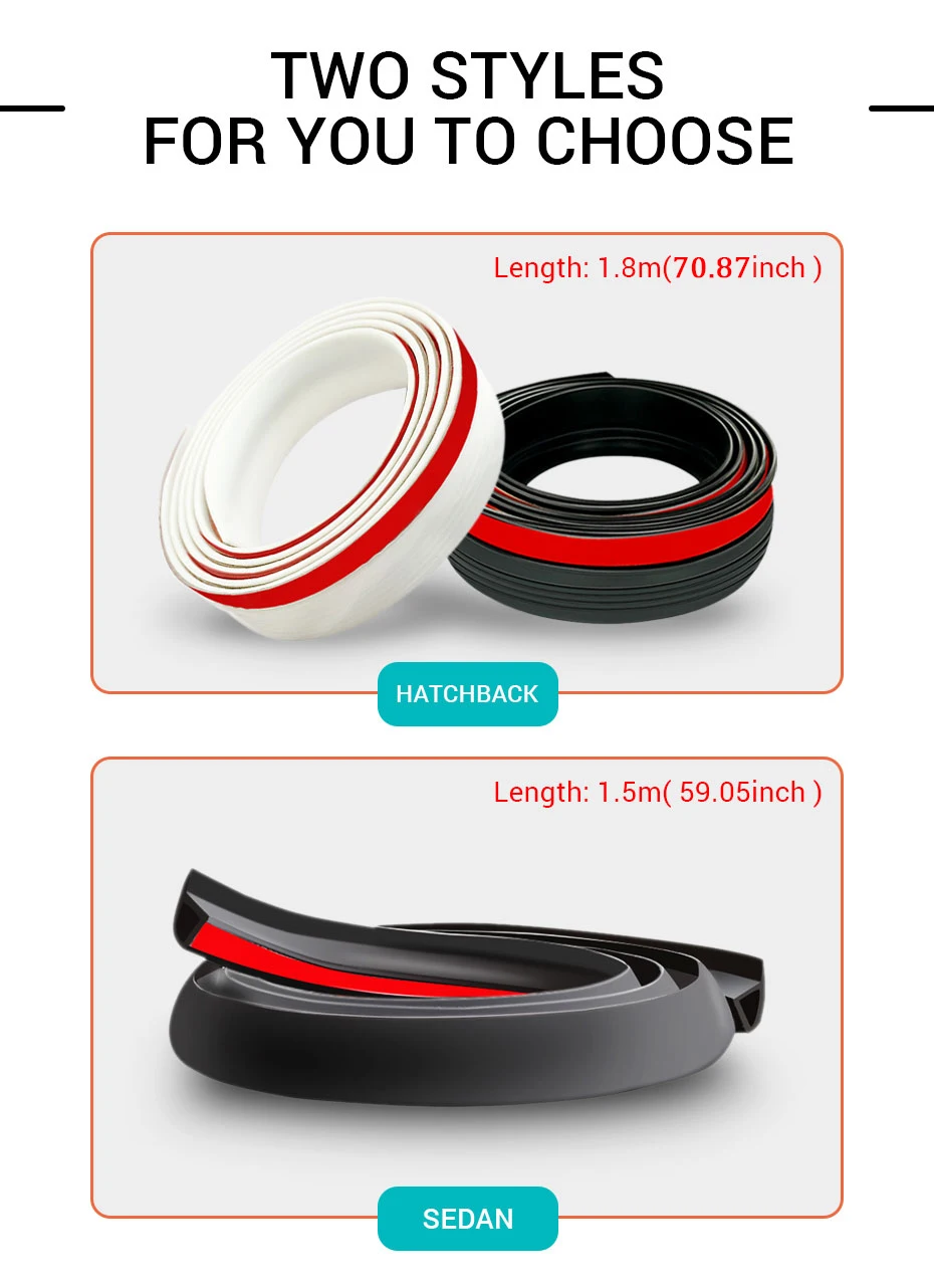 Auto Rubber Seal Strip Car Trunk Lid Gap Seal Strip Rubber Sticker Black For SUV Hatchback Upper Edge Dustproof Car Accessories