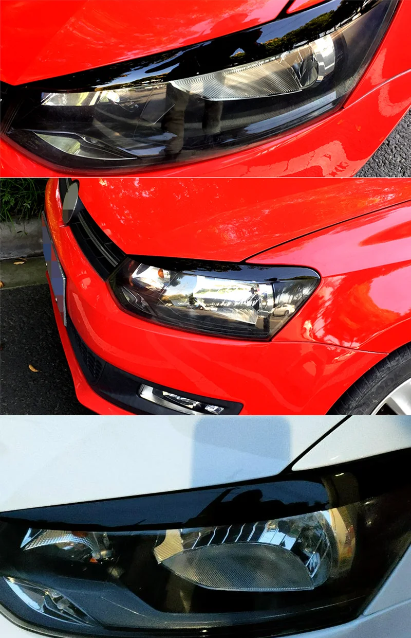 Fit For VW 2010 2011 2012 2013 2014 2015 2016 2017 2Pcs Polo Mk5 6R Headlamp Eyebrow Eyelid Cover Decorative Trim Accessories