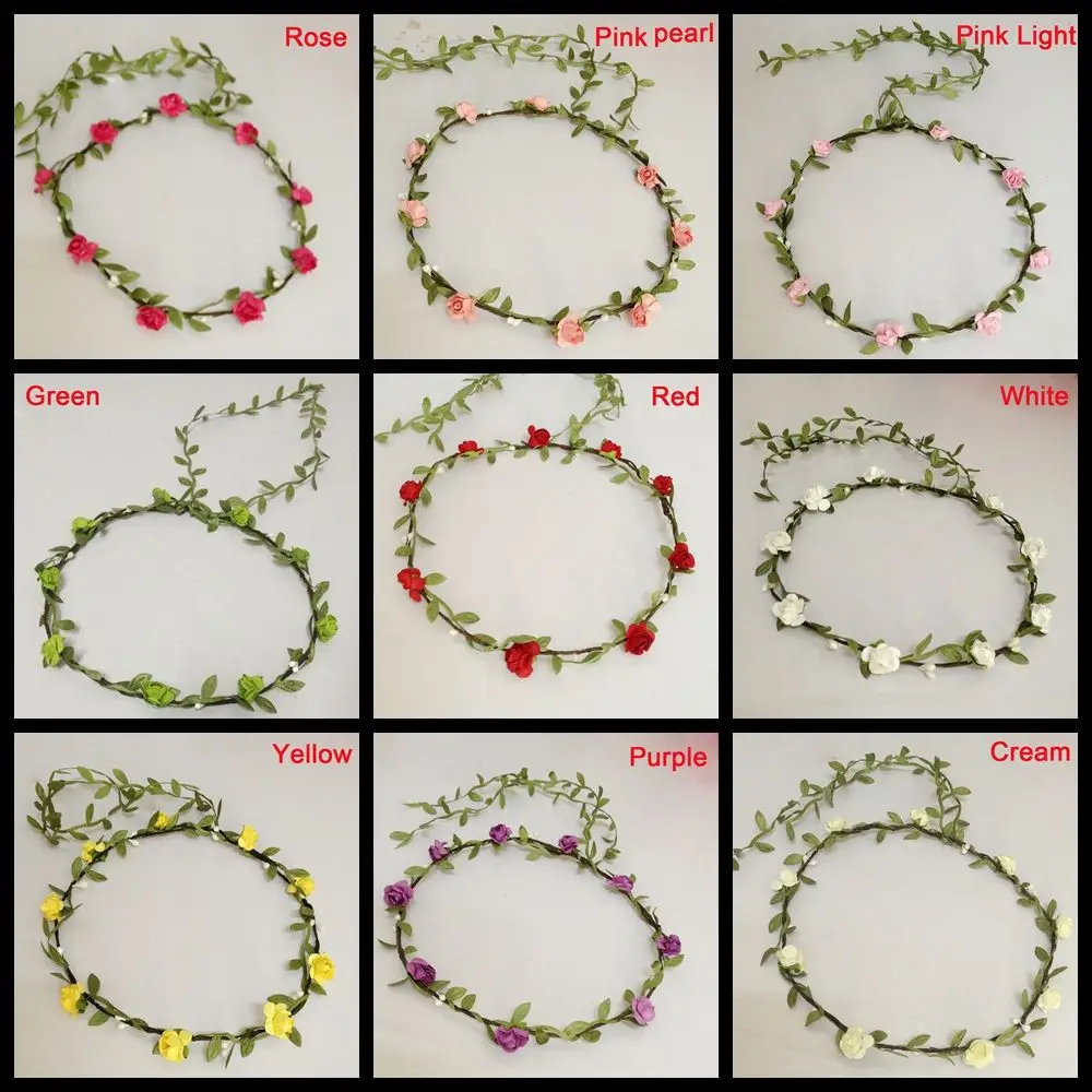 Bohemian Flower Headbands For Bride Crown Hair Band Wedding Floral Headband Garland Girl Flower Wreath Hair Accessories