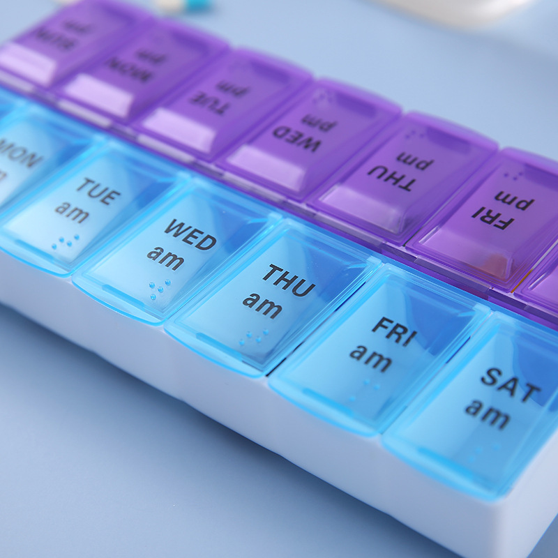 Weekly Portable Travel Pill Cases Box 7 Days Organizer 14 Grids Pills Container Storage Tablets Drug Vitamins Medicine Fish Oils