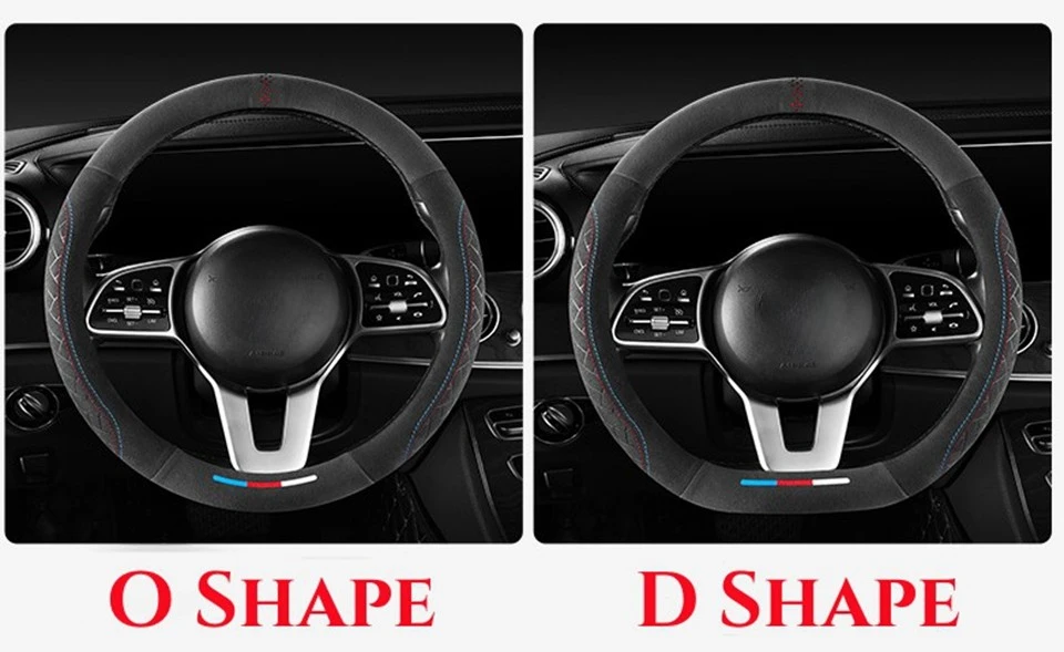 Car Steering Wheel Cover Wrap Suede Leather Breathable Anti Slip Universal 37-38cm Steering Covers Decoration Car Accessories