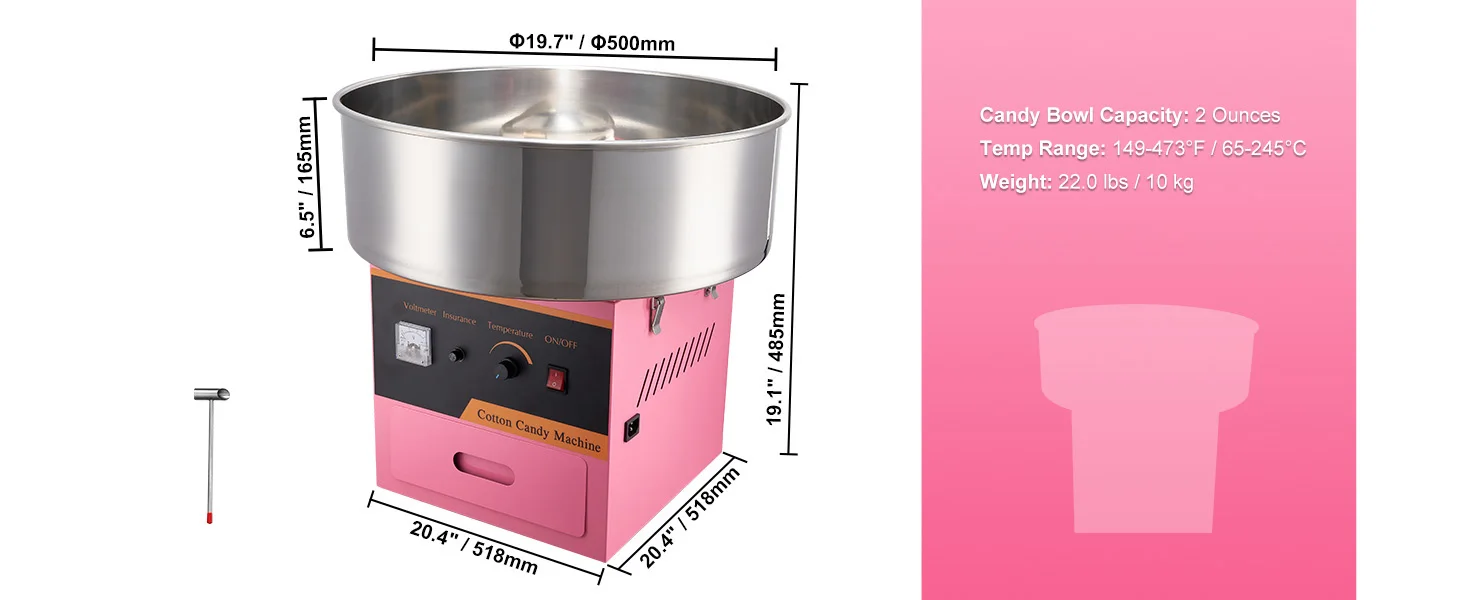 SucceBuy Electric Cotton Candy Machine Commercial Floss Maker with Stainless Steel Bowl Sugar Scoop Drawer for Birthday Party