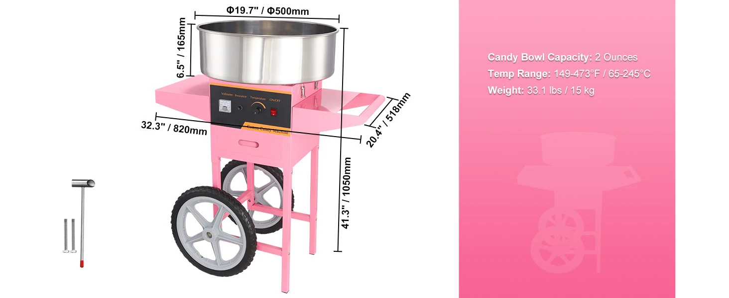 SucceBuy Electric Cotton Candy Machine Commercial Floss Maker with Stainless Steel Bowl Sugar Scoop Drawer for Birthday Party
