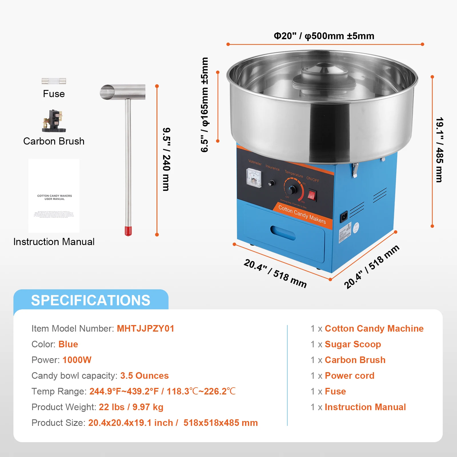 SucceBuy Electric Cotton Candy Machine Commercial Floss Maker with Stainless Steel Bowl Sugar Scoop Drawer for Birthday Party