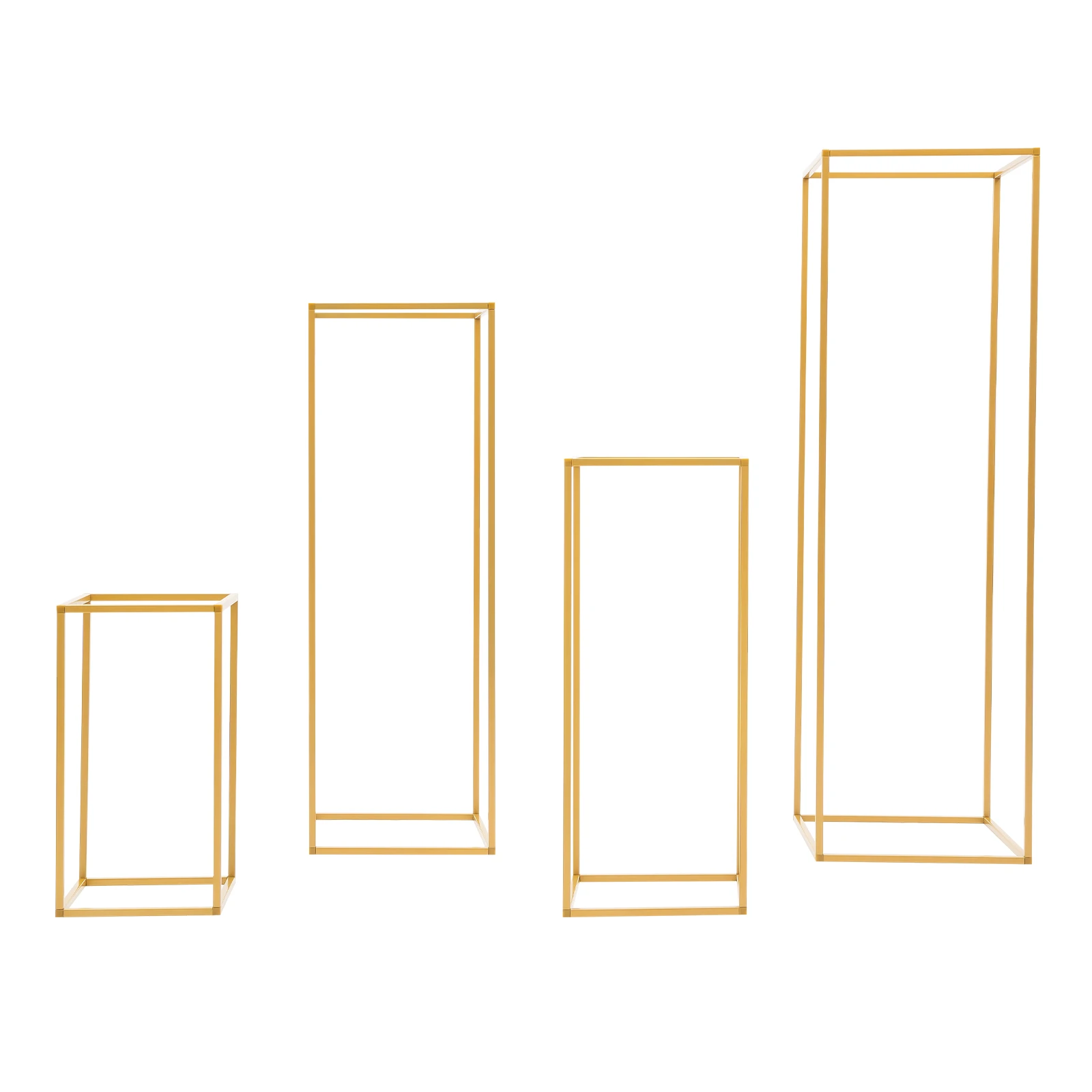 4Pcs Wedding Flower Stand Set, Gold Metal Column Rack Floor Geometric Display Stand Wedding Centerpieces Party Prop Decor Holder