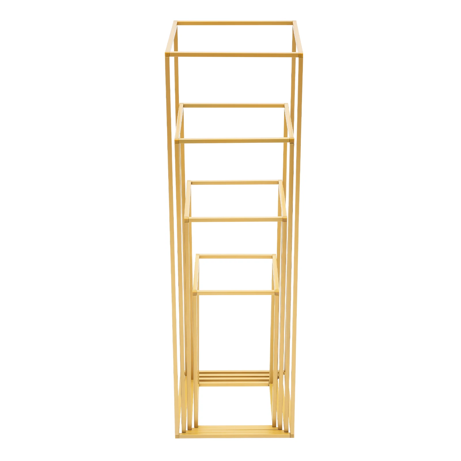 4Pcs Wedding Flower Stand Set, Gold Metal Column Rack Floor Geometric Display Stand Wedding Centerpieces Party Prop Decor Holder
