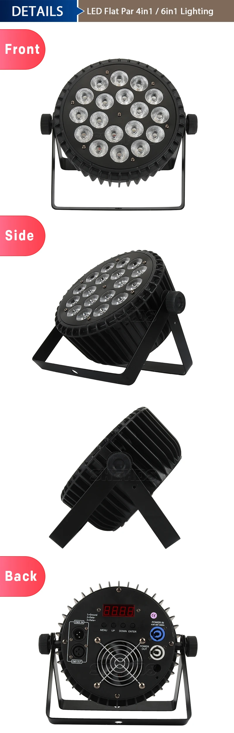 SHEHDS Aluminum Alloy LED Flat Par 18x12W / 18x18W Lights RGBW LED Lighting With Flight Case Professional Party KTV Disco DJ