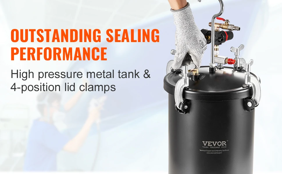 SucceBuy Spray Paint Pressure Pot 15L Pressure Pot Tank 60psi Adjustale Pressure Steel Pressure Pot Paint Tank Spray Gun Hose