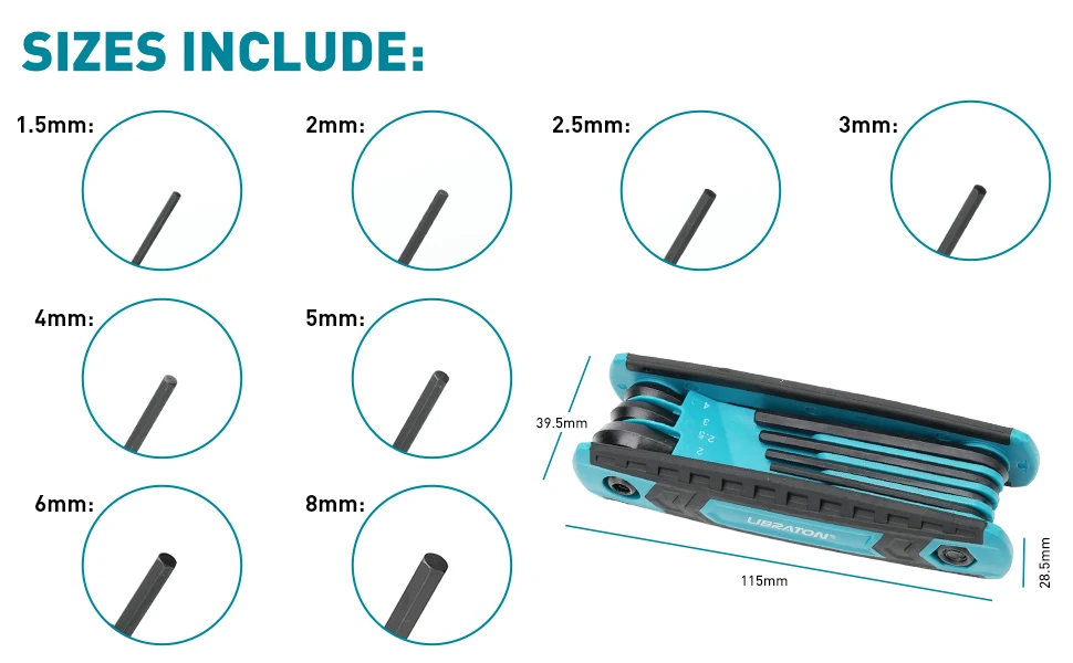 LIBRATON 8 in 1 Folding Allen Wrench Set Metric Allen Key Set Tool Or Folding Tamper Proof Torx Key Set Portable Star Wrench Kit
