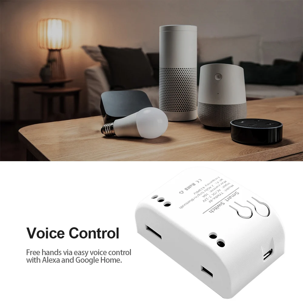 Wifi Smart Home Module Relay Switch 2CH AC DC 220V 7-32V Remote Control 433Receiver Works with Tuya Smartlife Alexa Google Home