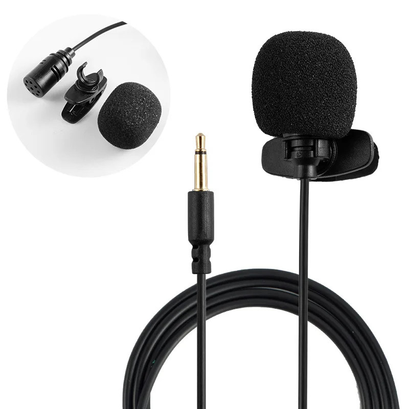 MC01A Portable External 3.5mm Hands-Free Mini Wired Collar Clip Lapel Lavalier Microphone for PC Laptop Lound Speaker