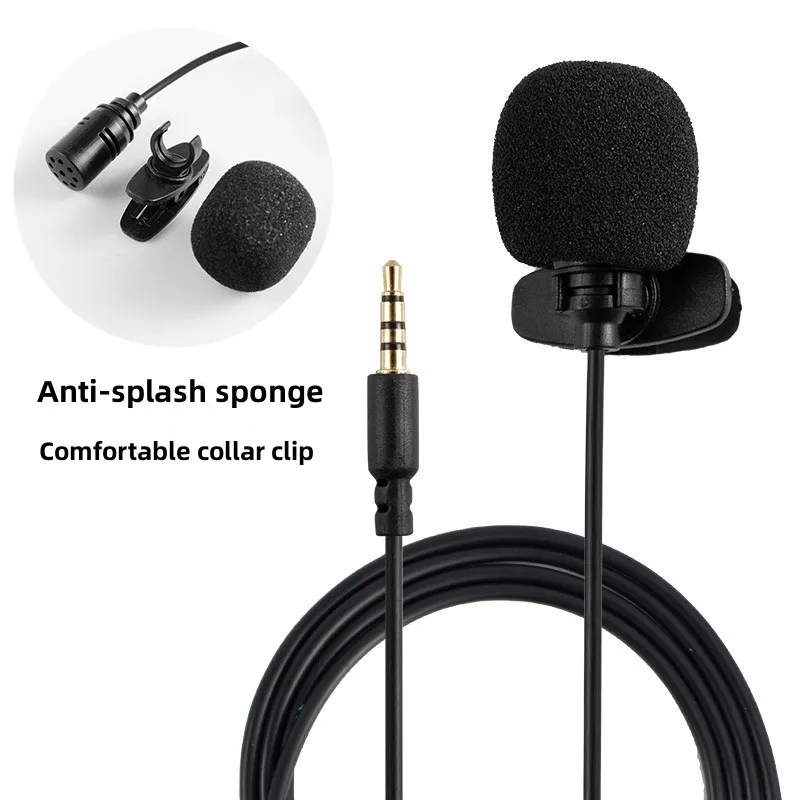 MC01A Portable External 3.5mm Hands-Free Mini Wired Collar Clip Lapel Lavalier Microphone for PC Laptop Lound Speaker
