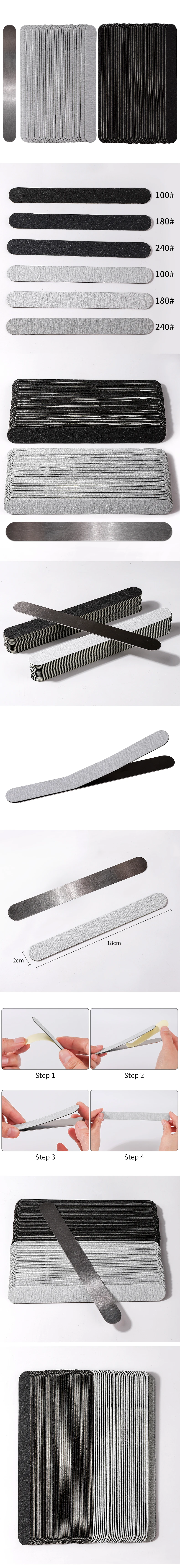 Nail File Replacement 100 to 180 Professional Limas Tools for Manicure Lime 240 Sandpaper Replaceable Gel Polishing Files Set
