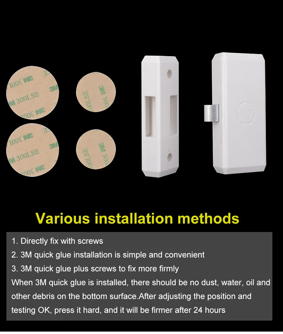 Tuya APP/EM Card Unlock Smart Drawer Lock No Hole File Cabinet Furniture Electronic Keyless Invisible NFC Sensor Locks Switch
