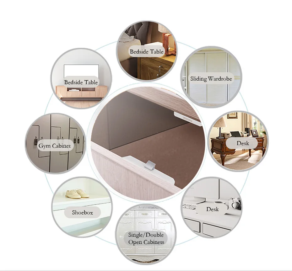 Tuya APP/EM Card Unlock Smart Drawer Lock No Hole File Cabinet Furniture Electronic Keyless Invisible NFC Sensor Locks Switch