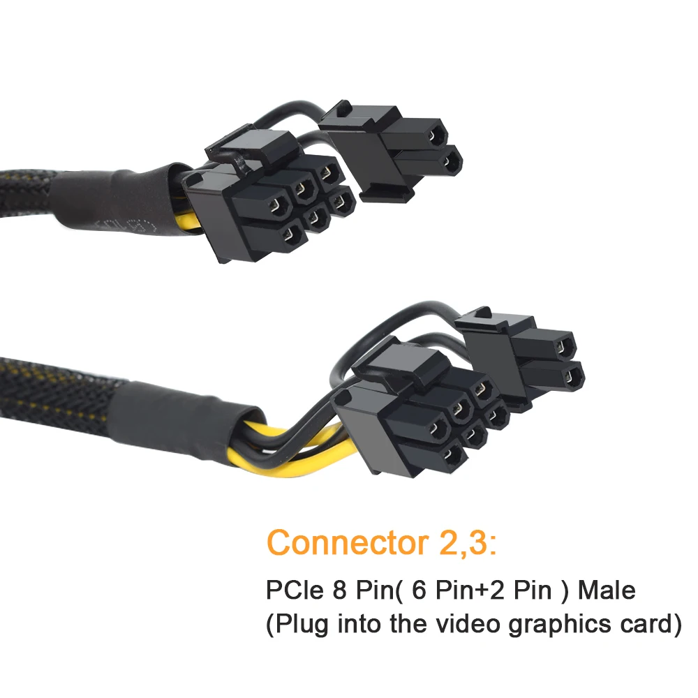JULONGFENGBAO 1/2 PCS 6Pin 8Pin PCI Express to Dual PCIE 8 (6+2)Pin Power Cable Graphics Card PCI-E GPU Data Splitter