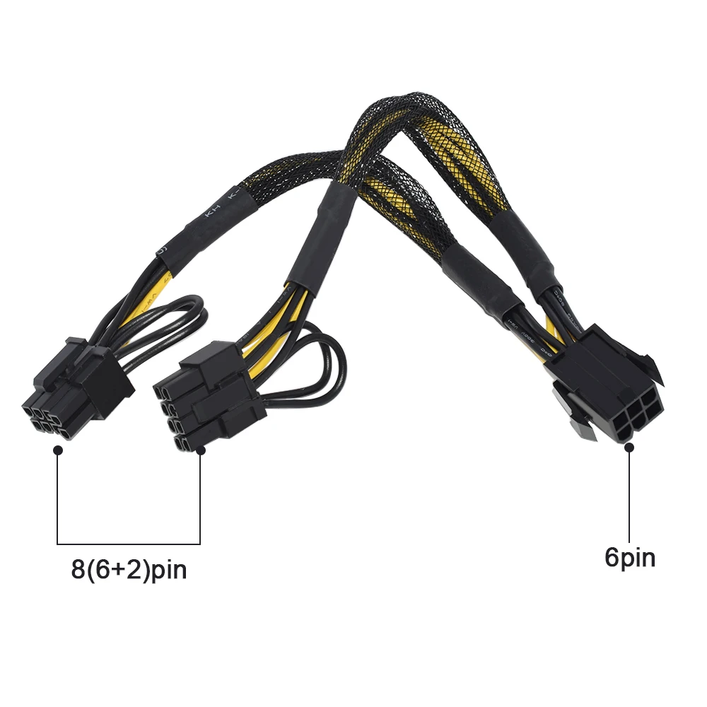 JULONGFENGBAO 1/2 PCS 6Pin 8Pin PCI Express to Dual PCIE 8 (6+2)Pin Power Cable Graphics Card PCI-E GPU Data Splitter