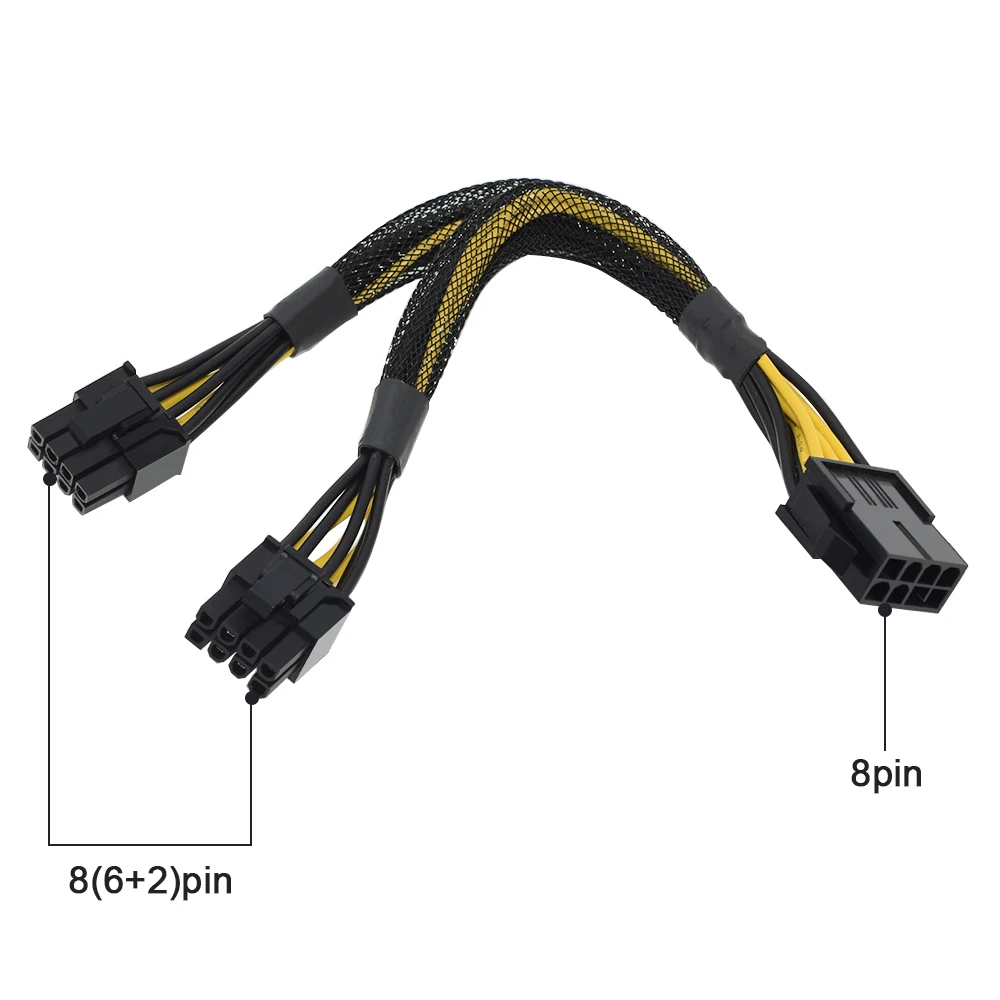 JULONGFENGBAO 1/2 PCS 6Pin 8Pin PCI Express to Dual PCIE 8 (6+2)Pin Power Cable Graphics Card PCI-E GPU Data Splitter
