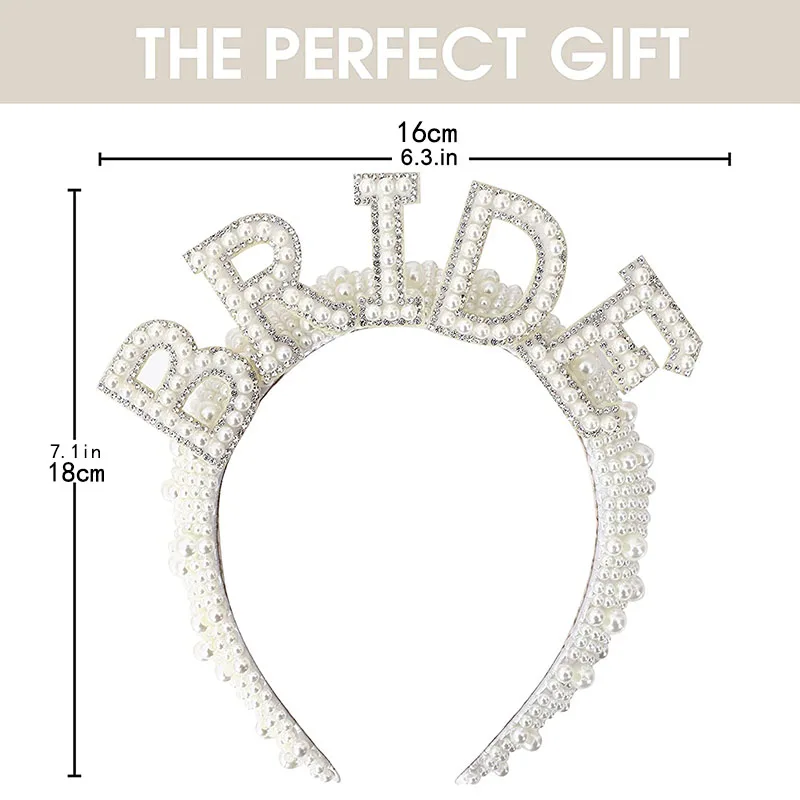 Bride to Be Pearl Crown Headband Bach Bachelorette Hen Party Bridal Shower Wedding Engagement Rehearsal Dinner Decoration Gift