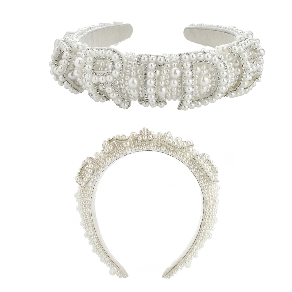 Bride to Be Pearl Crown Headband Bach Bachelorette Hen Party Bridal Shower Wedding Engagement Rehearsal Dinner Decoration Gift