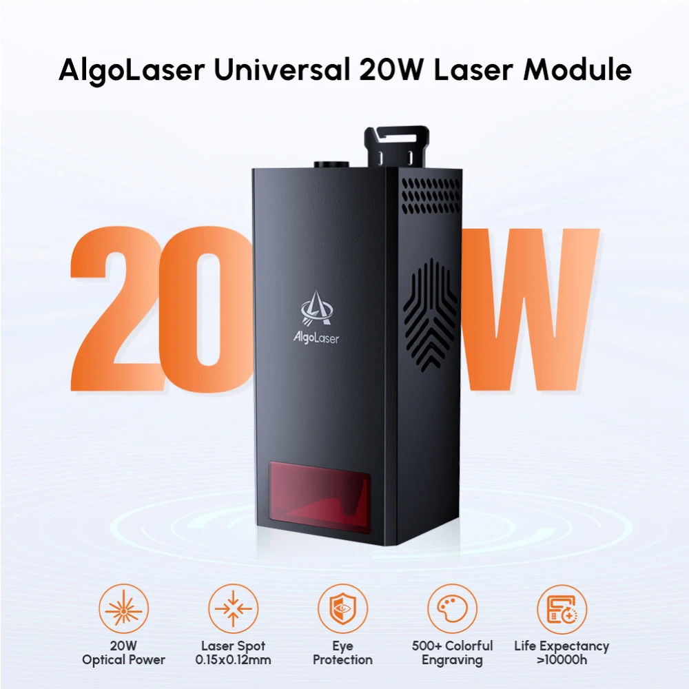 AlgoLaser 20W Optical Power Laser Module with Air Assist TTL Blue Light Module for CNC Cutter Woodworking Tools and Accessories