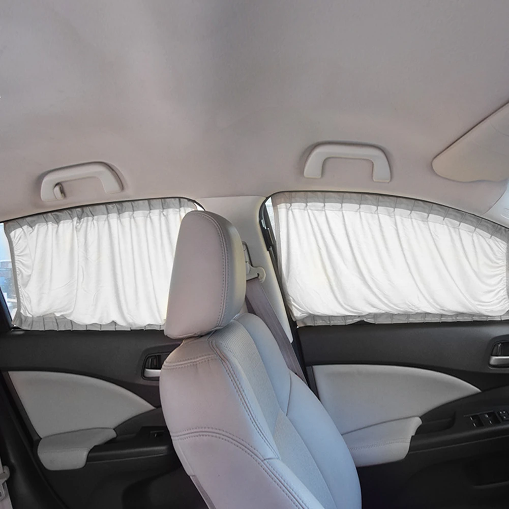 2pcs Universal Car Sun Shade Side Window Curtain Auto Foldable Uv Protection Black Pure Cloth Sun Visor Blinds Cover Car-Styling