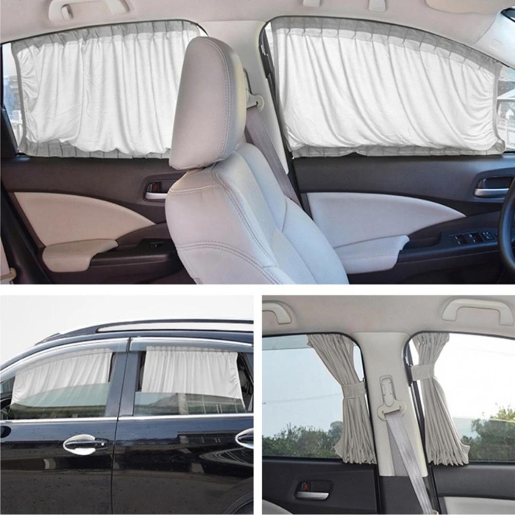 2pcs Universal Car Sun Shade Side Window Curtain Auto Foldable Uv Protection Black Pure Cloth Sun Visor Blinds Cover Car-Styling